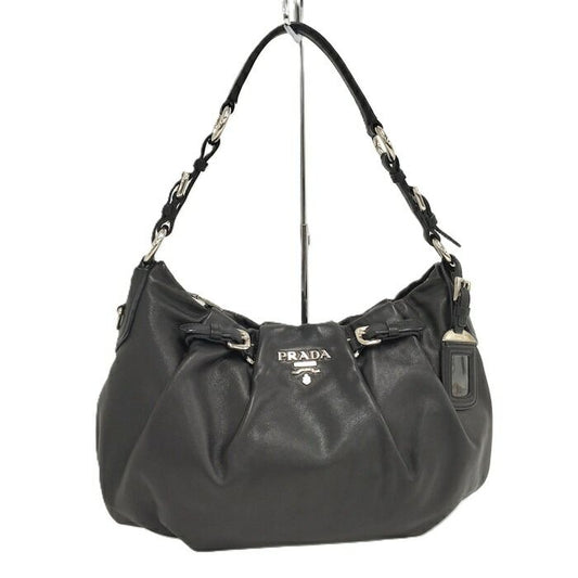 Prada One Shoulder Bag Leather Black Br3795