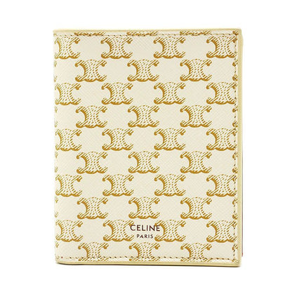 Celine Bifold Wallet Triomphe Canvas White Color With Box And Storage Bag