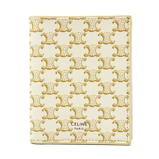 Celine Bifold Wallet Triomphe Canvas White Color With Box And Storage Bag