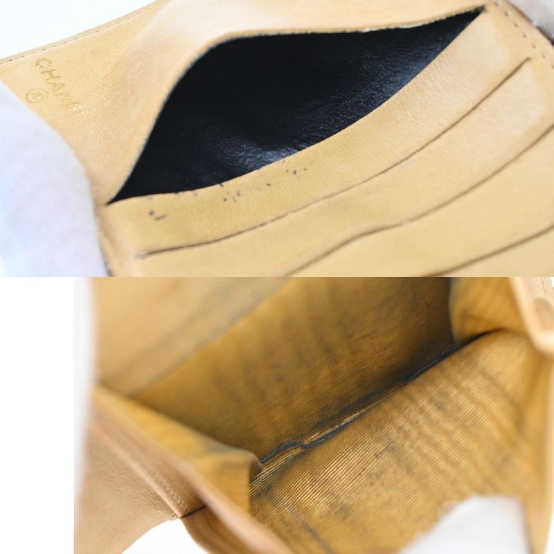 Chanel Wallet Folded Caviar Skin Beige 62kb036