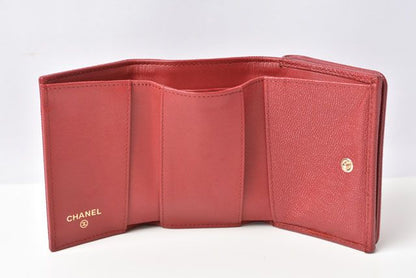 Chanel Mini Wallet Trifold Wallet Chanel Wallet Coco Mark Caviar Skin Dah Cles