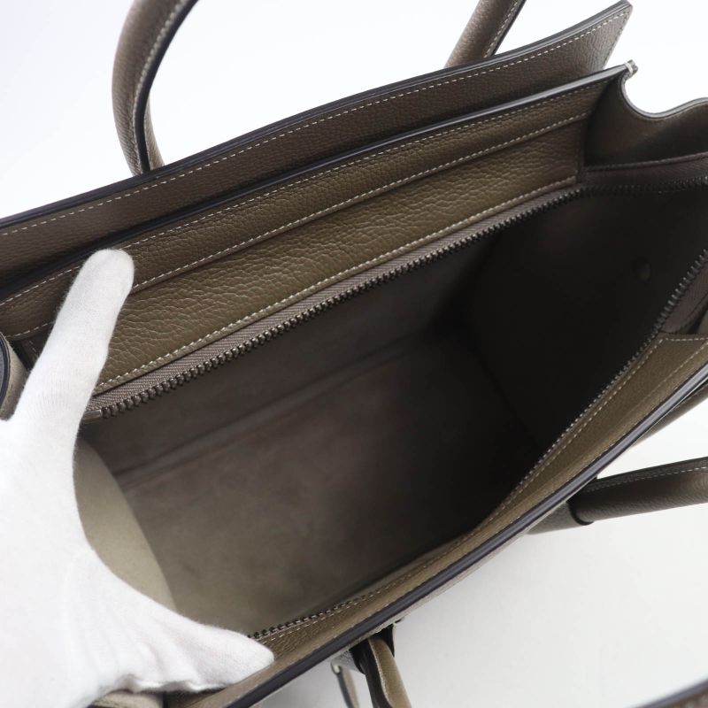 Celine 18979 Luggage Micro Shopper Drummed Calfskin Handbag With Sri Glaze