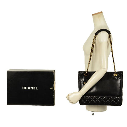 Chanel Shoulder Bag Black Gold Hardware Coco Mark Vintage Women