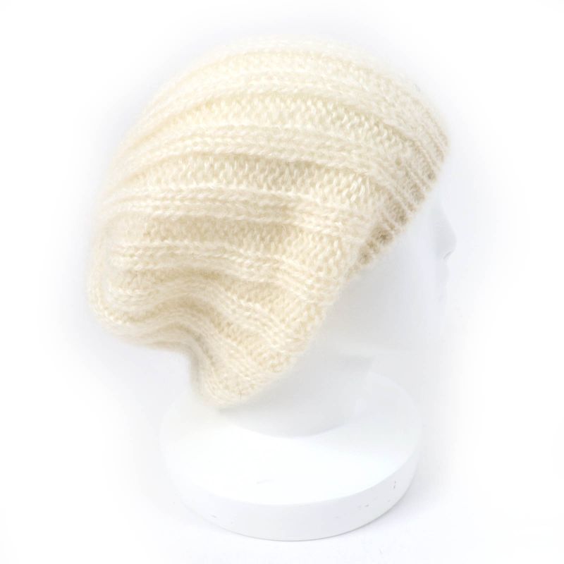 Gucci 331985 Mohair Silk Interlocking G Knit Hat Knit Cap Ivory L Made In Italy