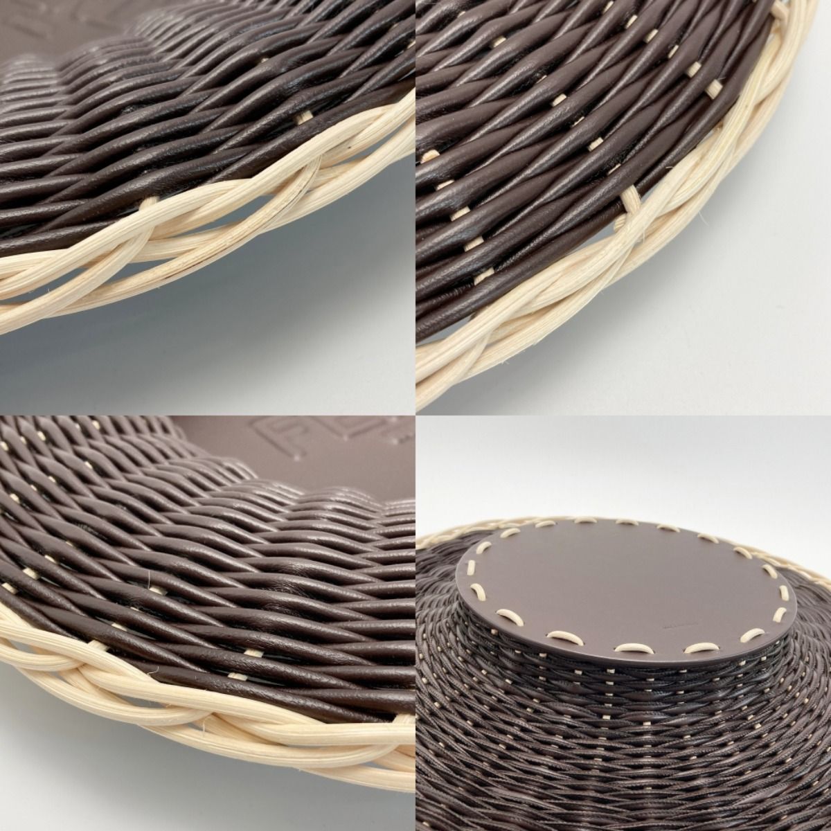 Fendi Ff Logo Underplate Tableware Collection Dark Brown Rattan/leather Box