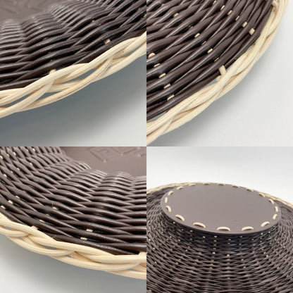 Fendi Ff Logo Underplate Tableware Collection Dark Brown Rattan/leather Box