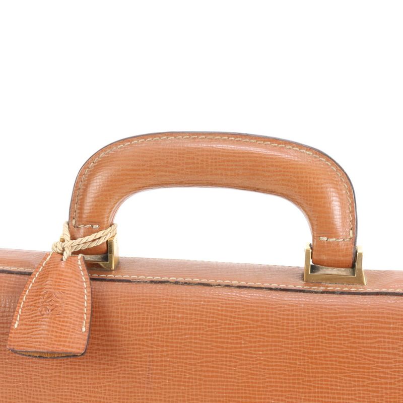 Loewe Anagram Leather Business Bag Document Bag Briefcase Tote Commuter Brown
