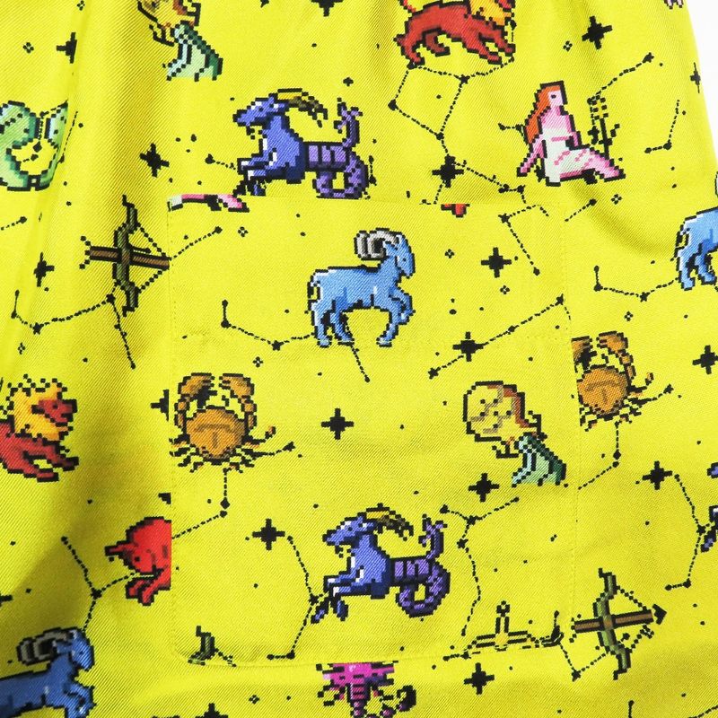 Unused 22aw Christian DIOR Zodiac Pixel Shorts Silk Half Pants Bottoms Yellow