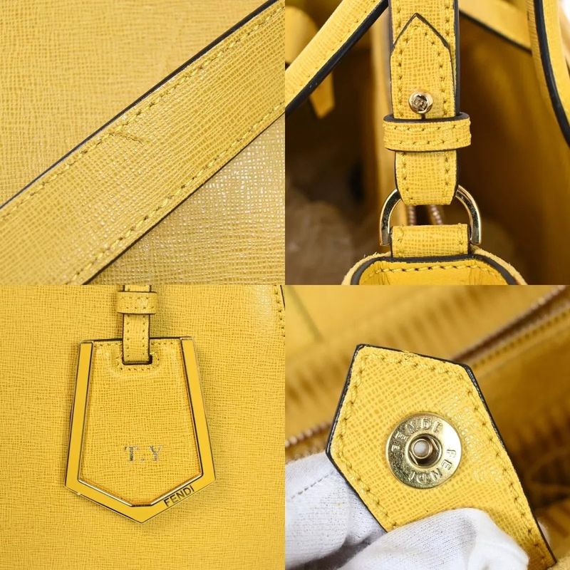 Fendi Shoulder Bag Handbag Yellow Leather 87bs147