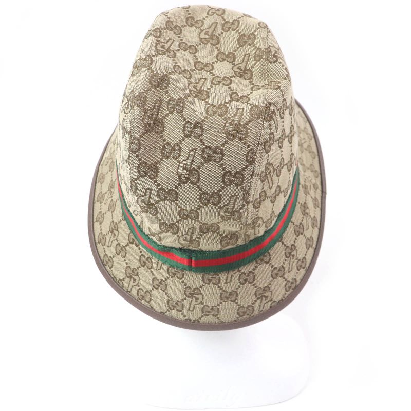 Gucci Palace Gucci Palace 726133 GG Canvas Webline Bucket Hat Beige M/58cm