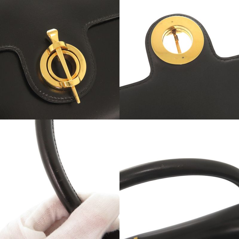 Hermes Vintage Leather Black Handbag Black 1126 Hermes