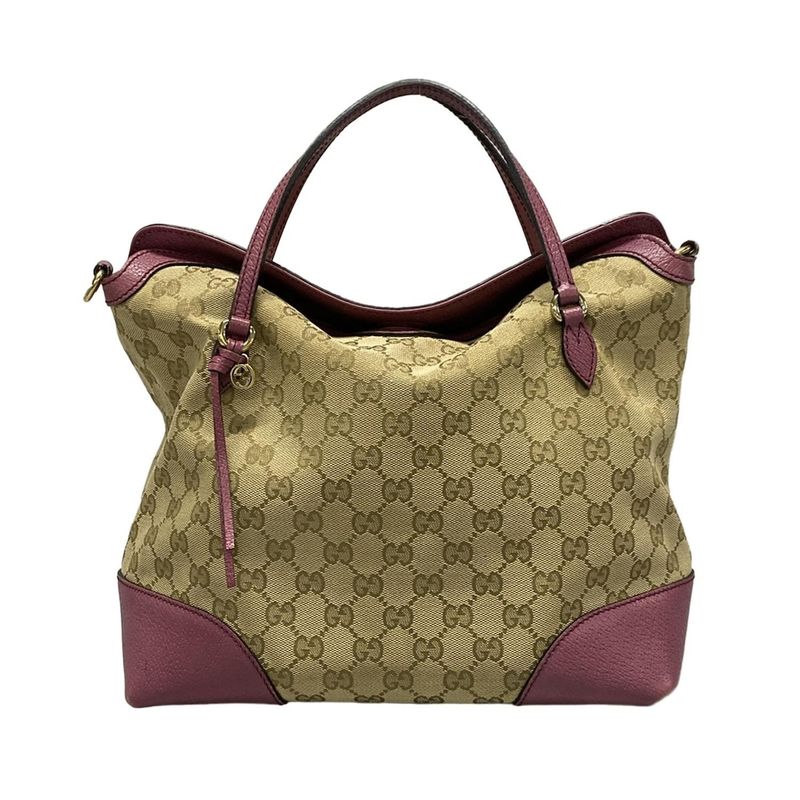 Gucci Handbag GG Pattern/bree 353120 Dark Brown/beige/purple Leather
