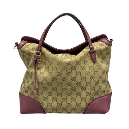 Gucci Handbag GG Pattern/bree 353120 Dark Brown/beige/purple Leather