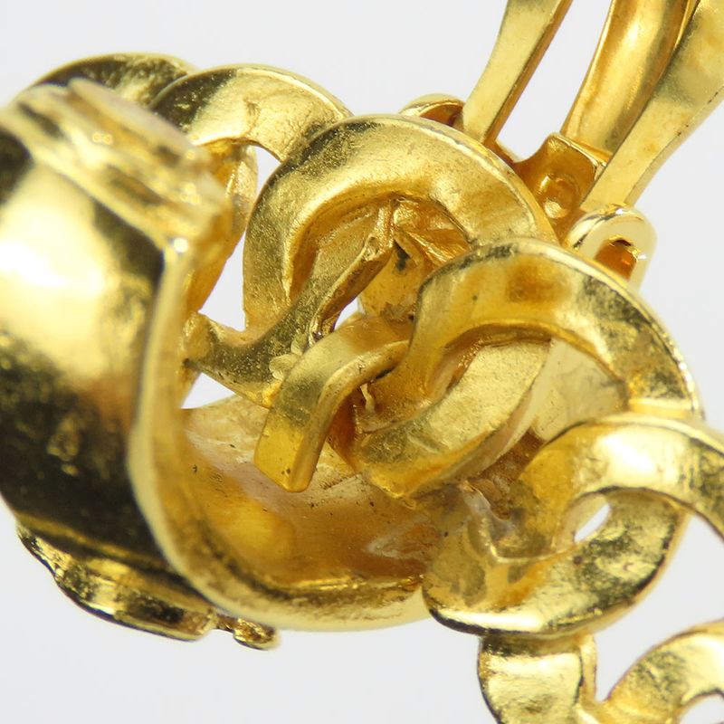 Chanel Earrings Coco Mark Metal Gold Plated Hoop Accessories Ladies Women Chanel