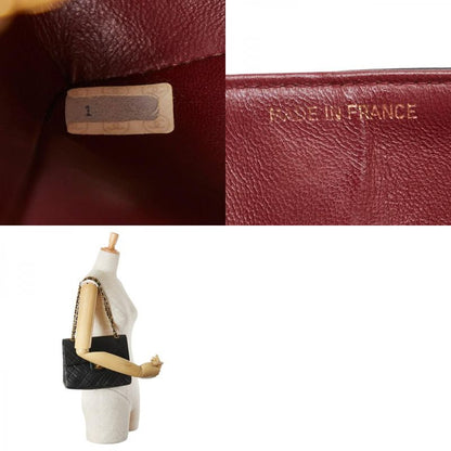 Chanel Matelasse Coco Mark Double Flap Black Gold Lambskin Women's Chanel