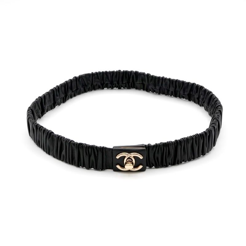 Chanel Black Gold Coco Mark Turnlock Lambskin