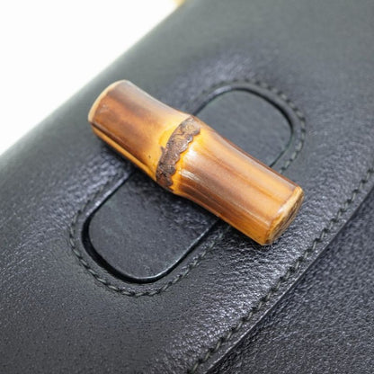 Gucci Bamboo Shoulder Hand Bag Leather Black With Strap Black 0056gucci