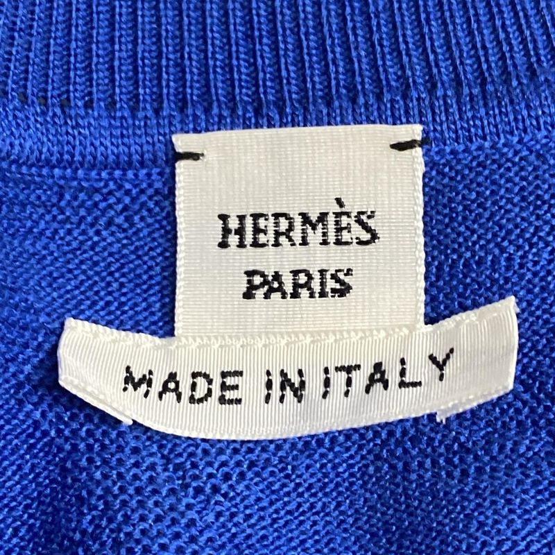Hermes Cardigan Size 42 L Women - 4e2730dc Blue Long Sleeves Silk Blend/chaine