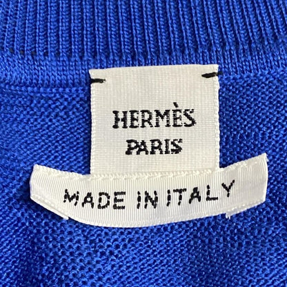 Hermes Cardigan Size 42 L Women - 4e2730dc Blue Long Sleeves Silk Blend/chaine