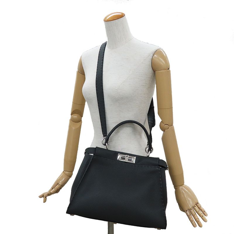 Fendi P-cub-medium Selleria 8bn290 Handbag 2WAY Asphalt Gray-leather