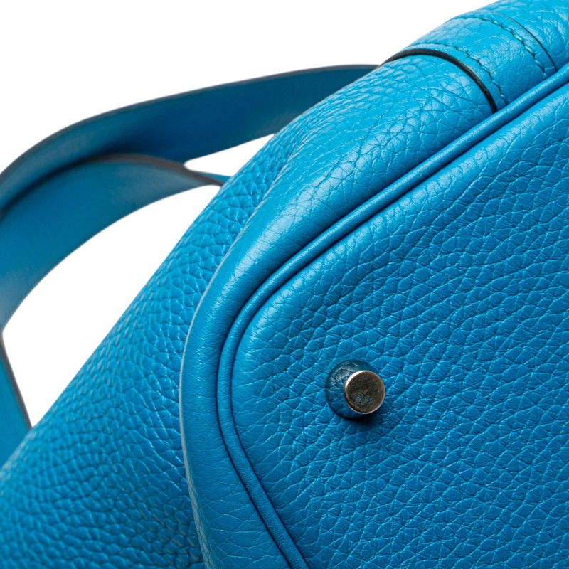 Hermes Picotin Lock MM Blue With Silver Hardware Taurillon Clemence Ladies