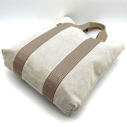 Hermes New Fourre Tout Tote Handbag Beige Brown Canvas Women Men Fashion