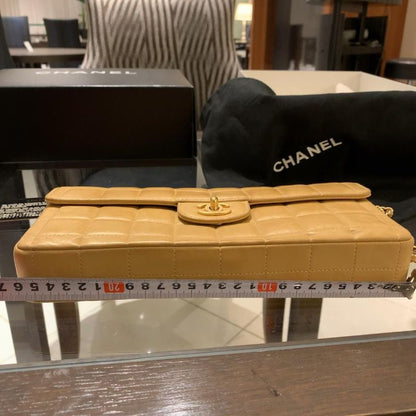 Chanel Matelasse Chocolate Bar Chain Shoulder Bag Beige