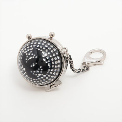 Chanel CC Logo Charm Line Stone Silver Mirror Key Holder Chain Ball