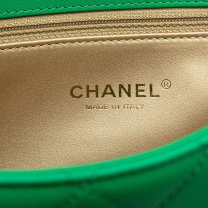 Chanel Matelasse Coco Mark Top Handle Shoulder Bag Tote Bag 2WAY Green Gold