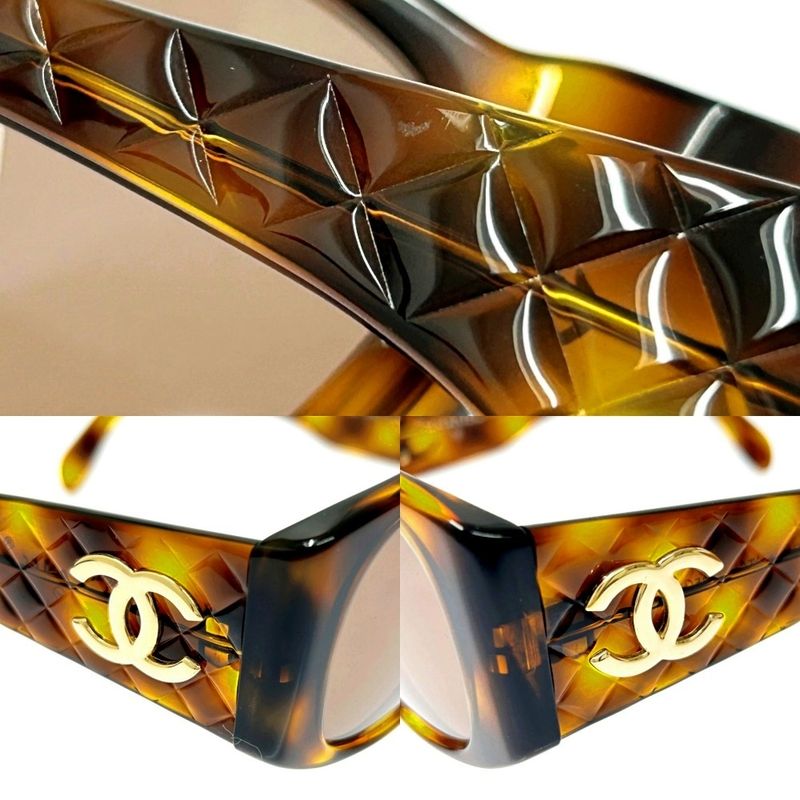 Chanel Matelasse 01450 91235 Brown Sunglass Es with Case 306852 Sunglass Es