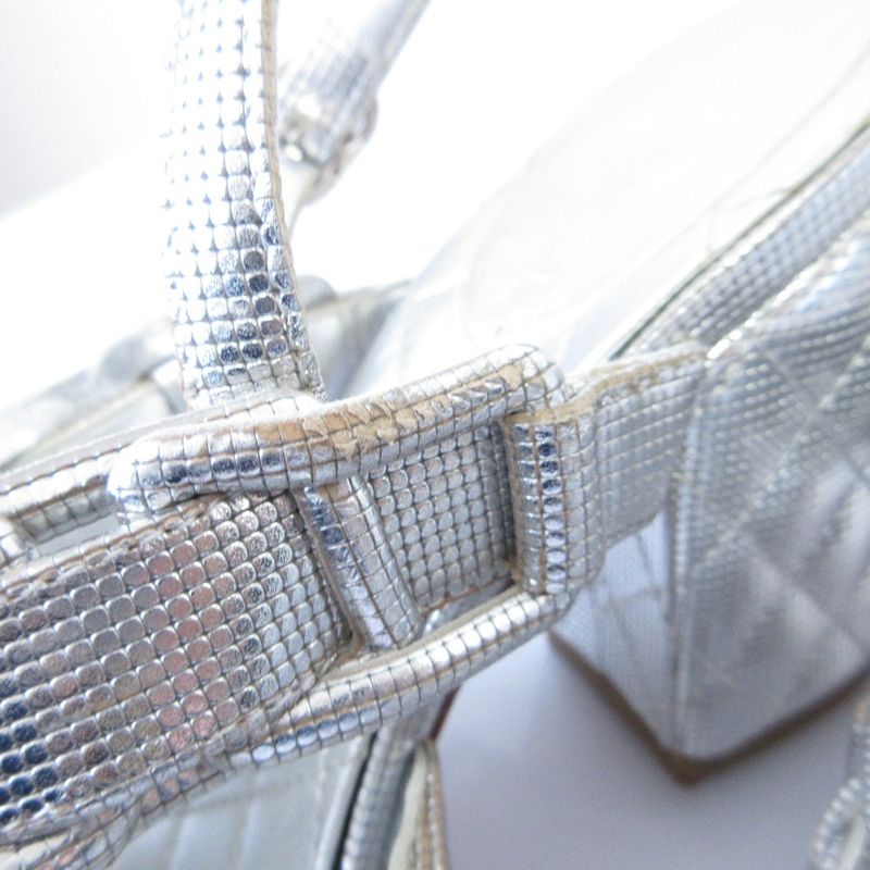 Good Chanel Chunky Heel Metallic Cles Zers Ring Back Sandals 35.5c Equivalent