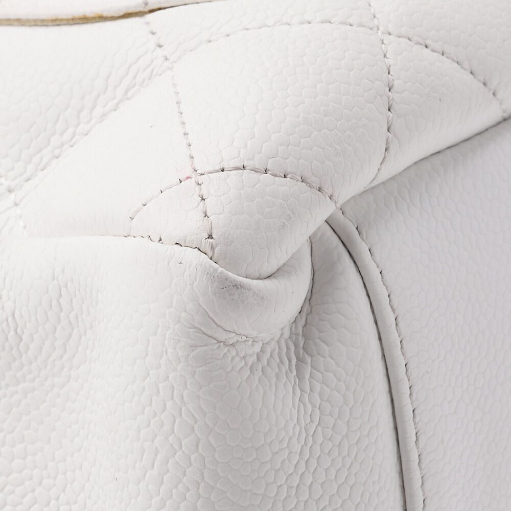 Chanel Matelasse GST Coco Mark Double Chain Shoulder Caviar Skin White With