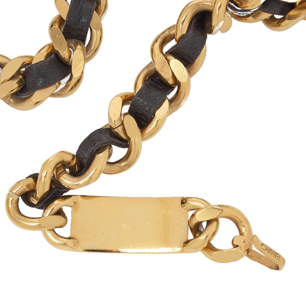 Chanel Coco Mark Chain Belt GP X Leather Black X Gold (gold Plated) Gold Chain
