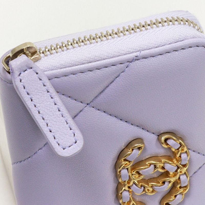 Chanel Coin Case Chanel 19 Zip Coin Purse Lambskin Lavender Antique Gold