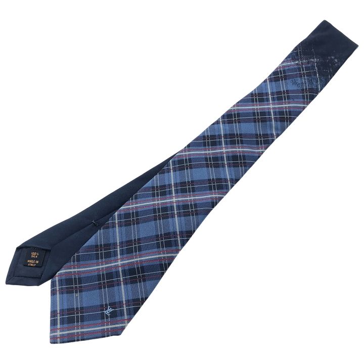 Louis Vuitton ⑤ Cravat Gradient Tartan Men's Blue FREE