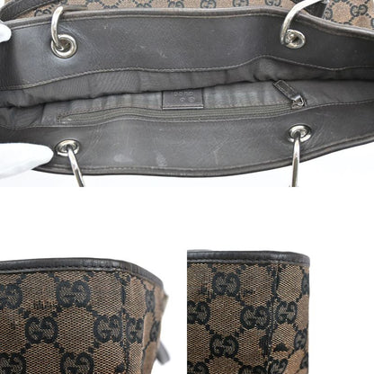 Gucci Tote Bag Canvas Leather Brown 07bs193