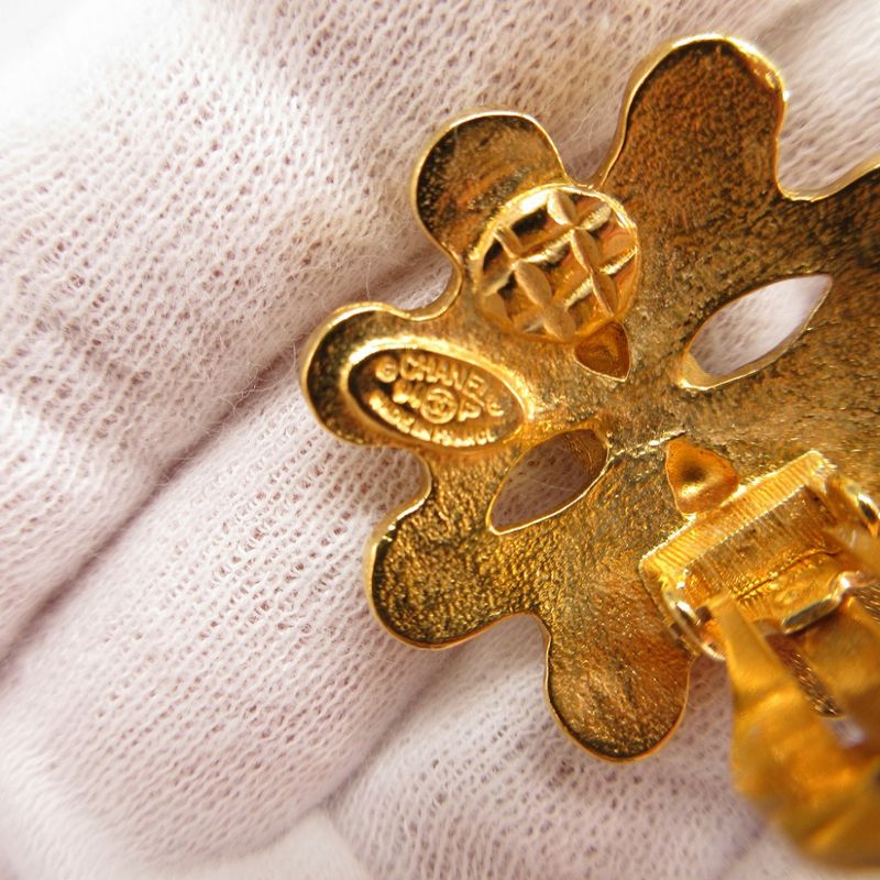 Chanel Coco Mark Vintage 94P Metal Gold Earrings 0505 Chanel