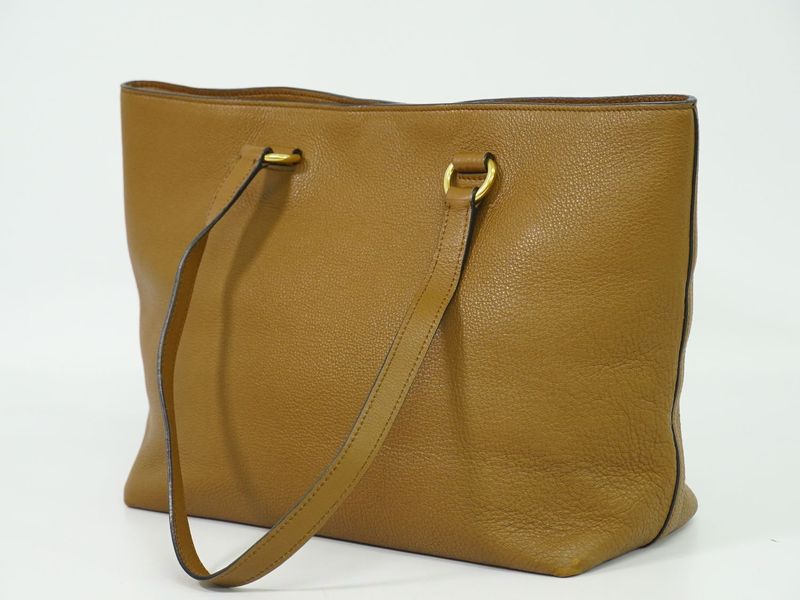 Authentic Prada Leather Shoulder Bag Tote Bag Brown Bag Pre-owned [follow-up