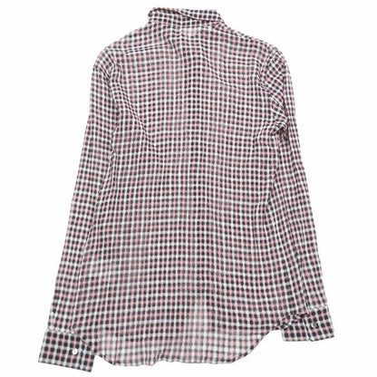 Unused 22ss DIOR Sheer Check Shirt Long Sleeve Cut And Sewn Blouse 40 Red Black