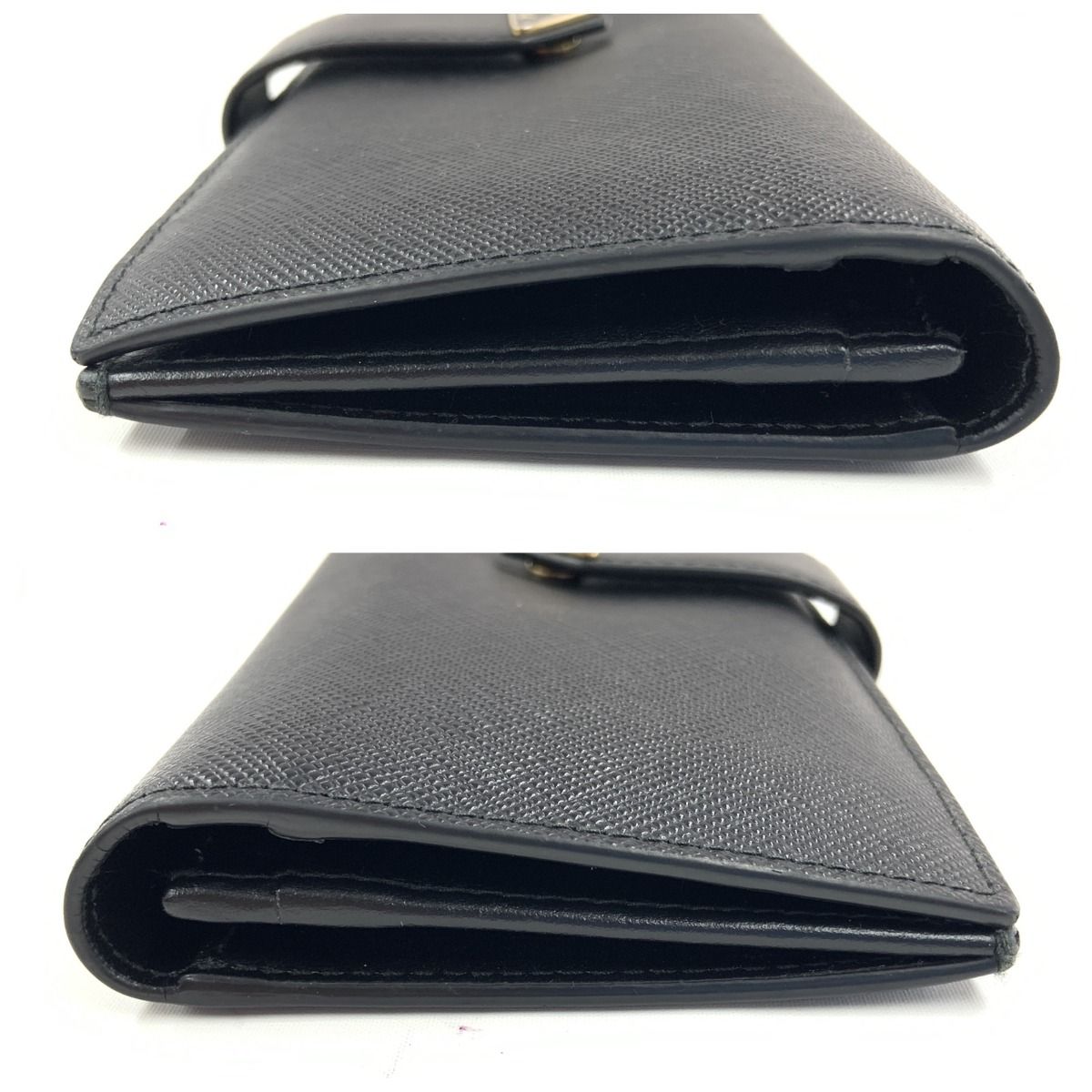 Prada Saffiano Triangle Logo Long Wallet 1mv025 Black