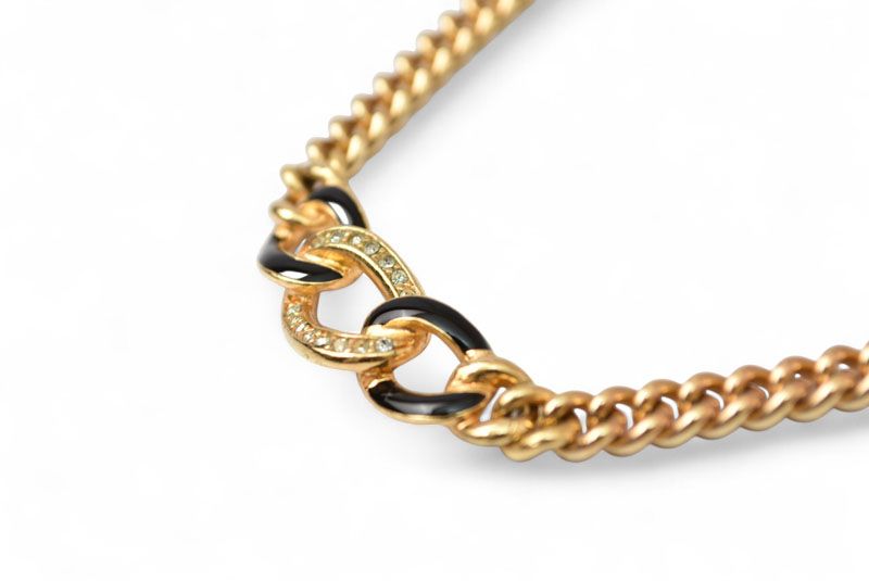 Christian Dior Necklace Christian Dior Vintage Rhinestone Black Gold