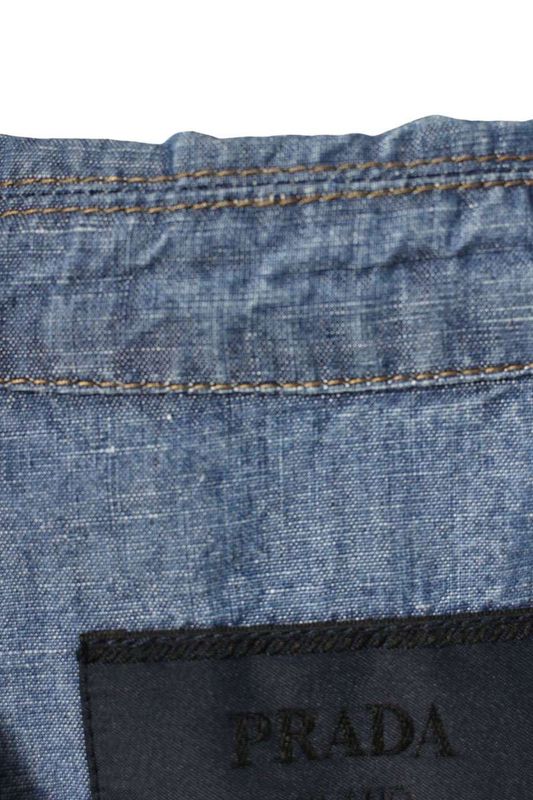 Prada Gec068 Triangle Plate Chien Bray Shirt Men's S