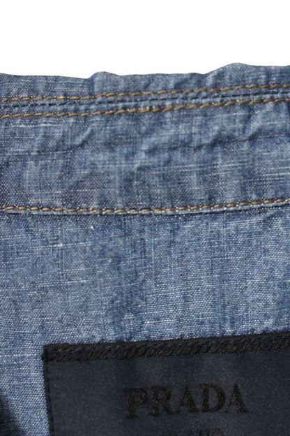 Prada Gec068 Triangle Plate Chien Bray Shirt Men's S