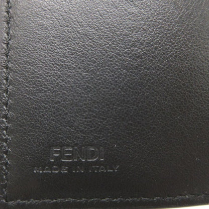 Fendi 7m0280 Signature Logo Leather Black Compact Wallet Trifold Wallet 1266-8