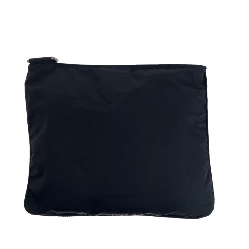 Prada Tessuto Triangle Logo Plate Black Silver Hardware Nylon Crossbody