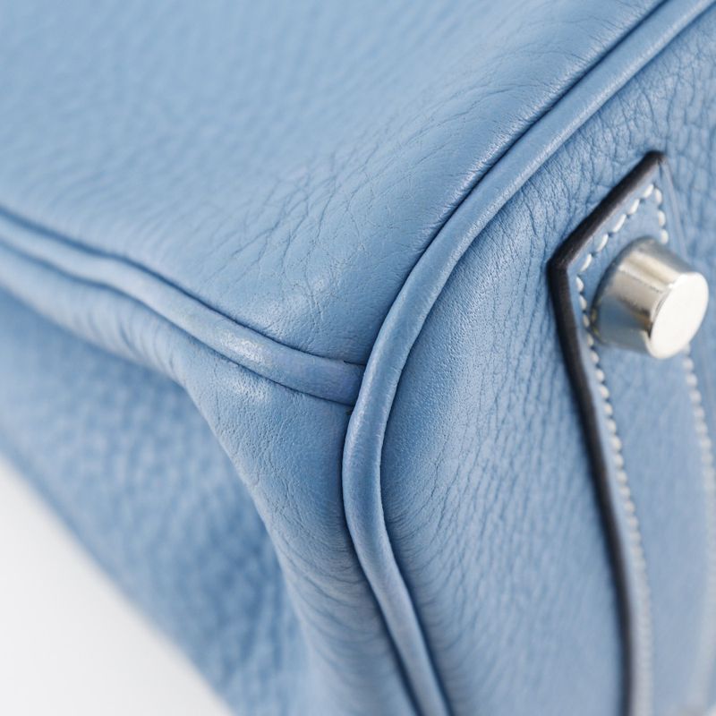 Hermes Birkin 30 Taurillon Clemence Blue Jean Silver Hardware □H Ladies Handbag