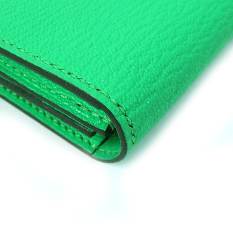 Hermes Bearn Mini Vert Comic Silver Hardware Chevre Misol Bifold Card Case