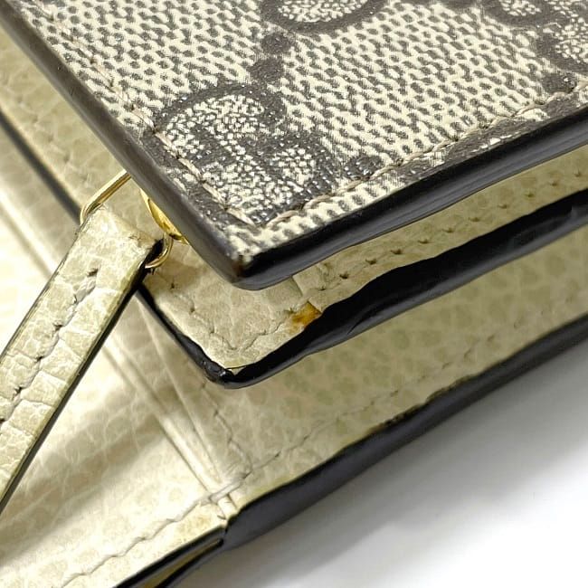 Gucci Bifold Wallet Beige White Marmont 598587 Excellent Condition