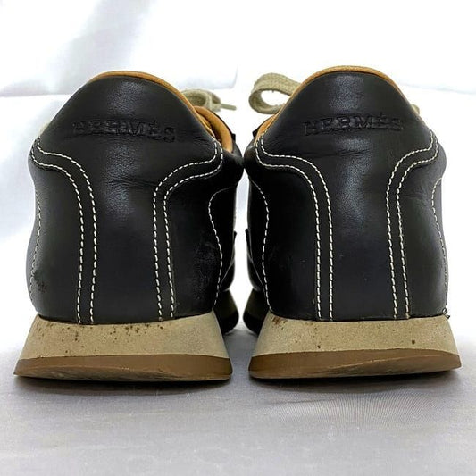 Hermes Shoes Quick Sneakers Black Beige Ec19898