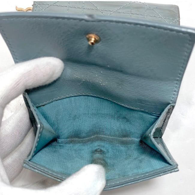 Christian Dior Trifold Wallet Gray Lady Dior Cannage